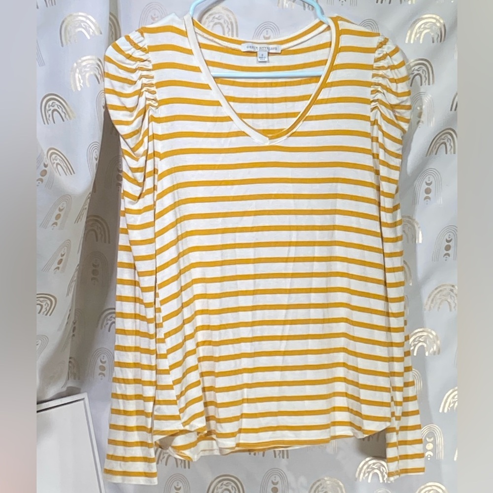 Green Envelope Mustard and White Striped Blouse